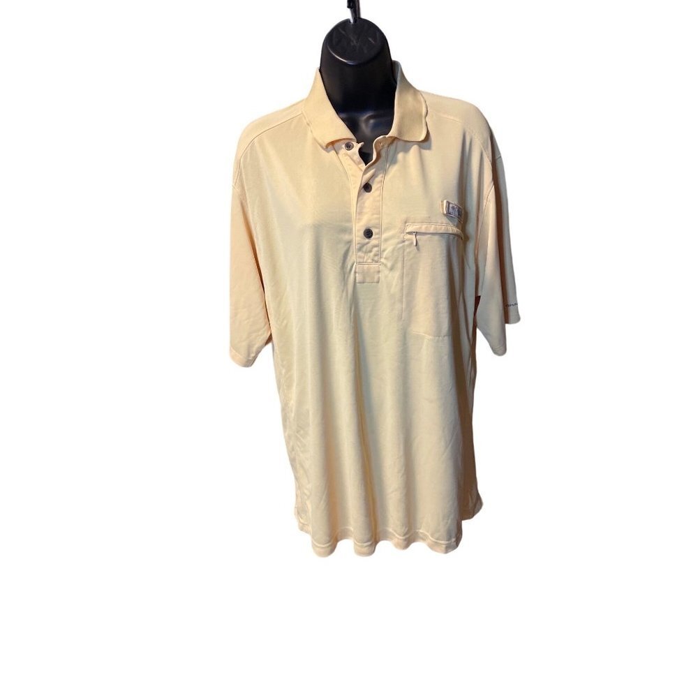 Columbia PFG Yellow Chest Pocket Collared Shirt Sz M